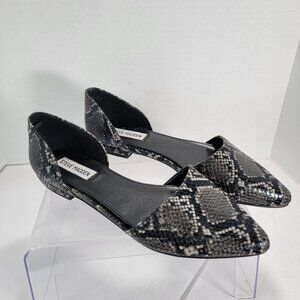 Steve‎ Madden Genius Womens 8 Snakeskin Pointed Toe Flats Black White Office